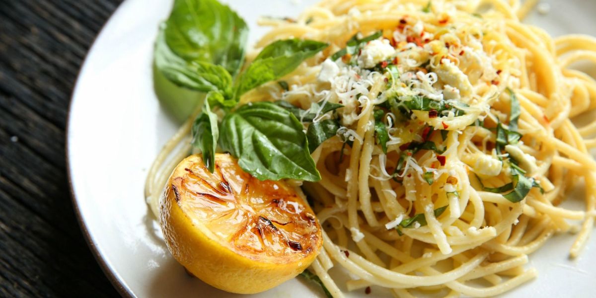 Lemon Spaghetti with Feta, Parmesan and Basil Recipe - Delish.com