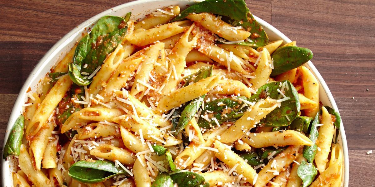 Best Roasted Red Pepper Pesto Penne - How to Make Roasted Red Pepper ...