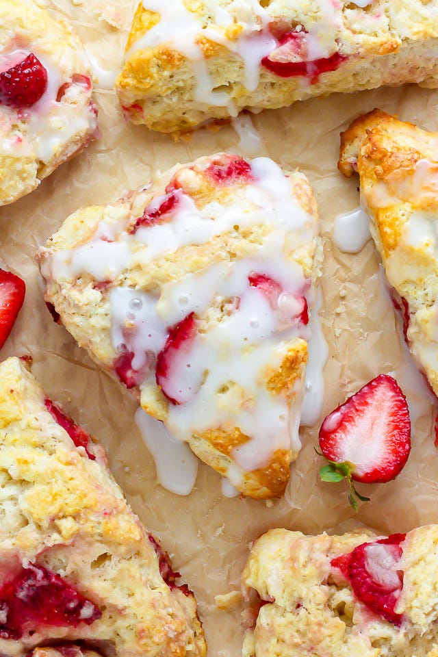 Food, Cuisine, Dish, Ingredient, Breakfast, Baked goods, Strawberry, Dessert, Sweet Rolls, Scone, 