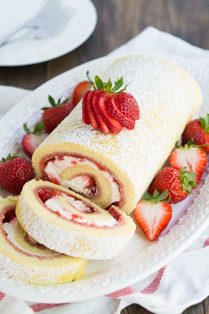 Dish, Food, Cuisine, Strawberry, Ingredient, Roulade, Dessert, Swiss roll, Strawberries, Baked goods, 