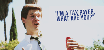 Taxpayer with can of soda for free food on Tax Day.
