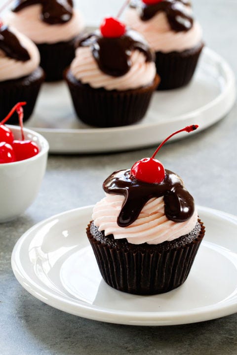 Food, Cupcake, Dessert, Dish, Chocolate, Cuisine, Cake, Cherry, Ingredient, Cream, 