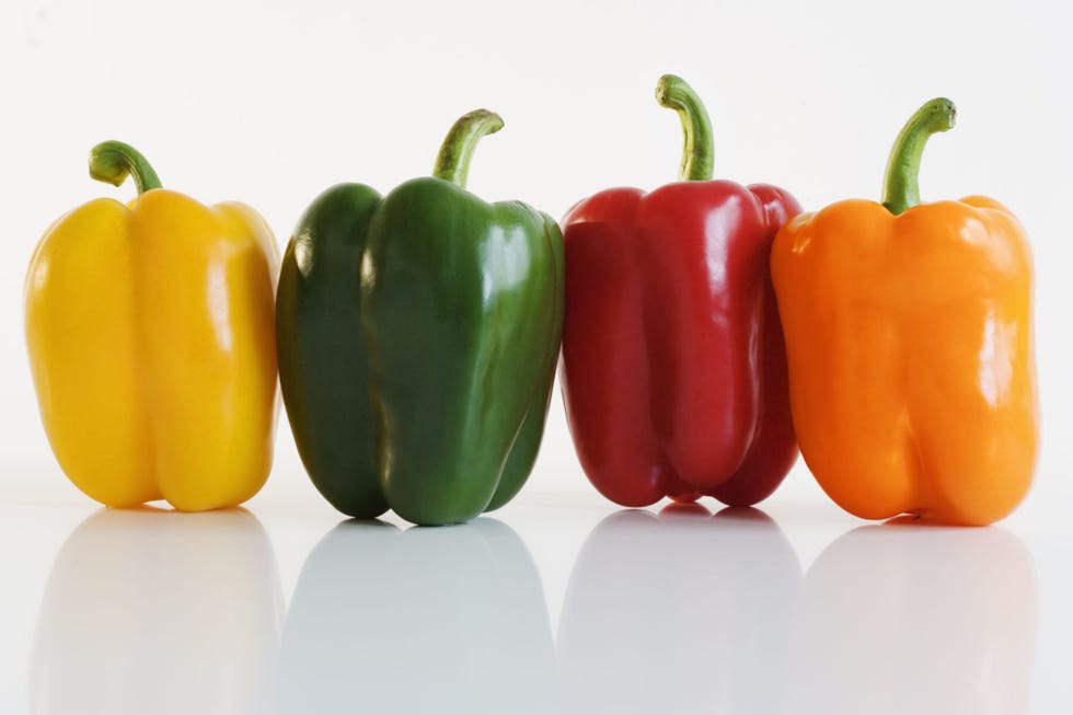 Natural foods, Bell pepper, Pimiento, Vegetable, Bell peppers and chili peppers, Yellow pepper, Food, Capsicum, Orange, Paprika, 