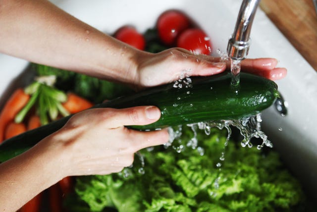 Vegetable, Food, Cucumber, Vegetarian food, Plant, Cucumis, Bell pepper, Hand, Bell peppers and chili peppers, Recipe, 
