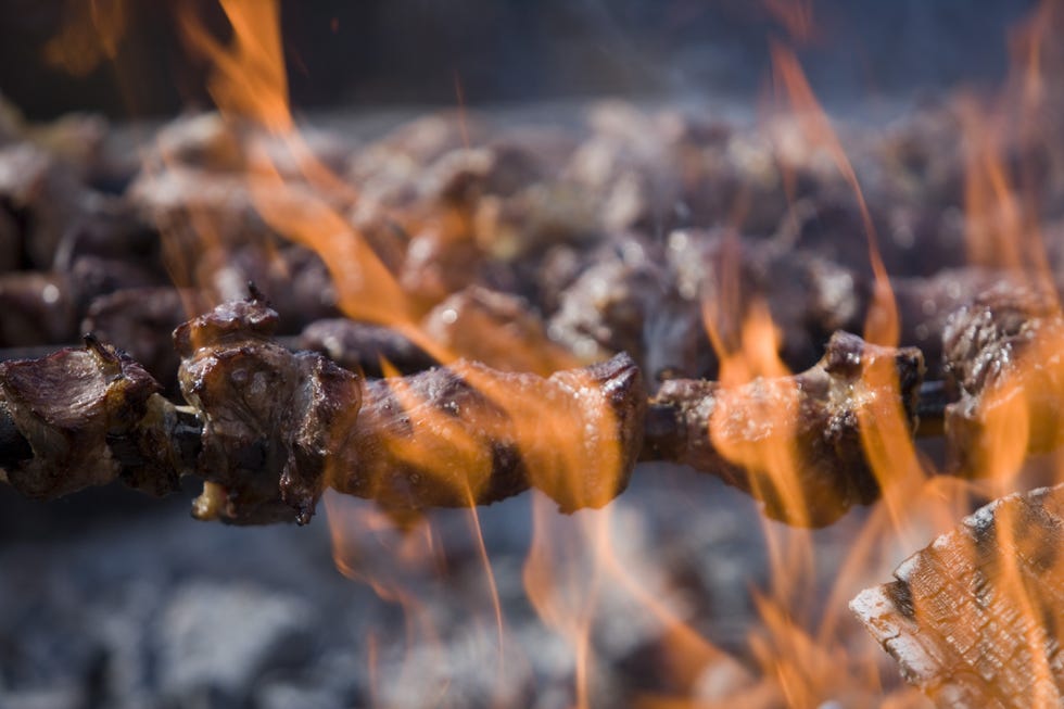 Barbecue, Grilling, Barbecue grill, Flame, Shashlik, Roasting, Ash, Outdoor grill, Cuisine, Cooking, 