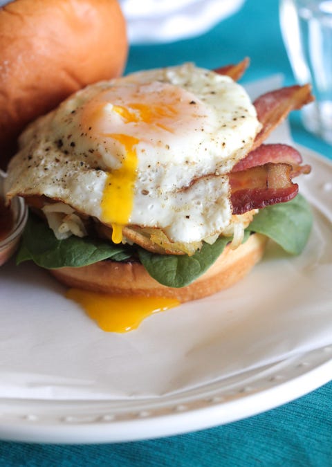 Dish, Food, Cuisine, Breakfast, Breakfast sandwich, Ingredient, Eggs benedict, Meal, Brunch, Poached egg, 