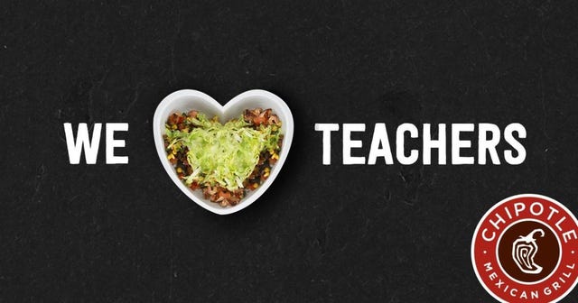 Chipotle Teacher Appreciation Day