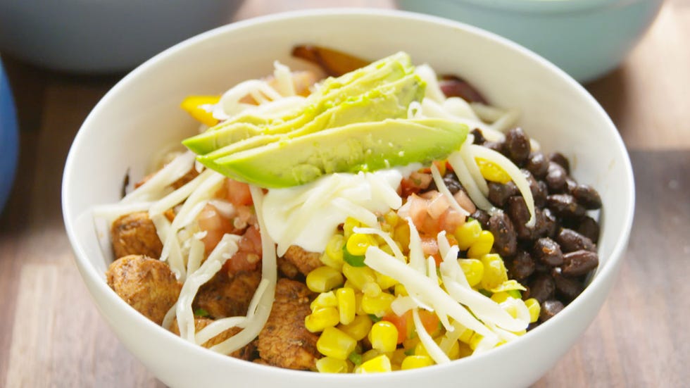 Love burrito bowls? This quinoa burrito bowl recipe from Delish.com is