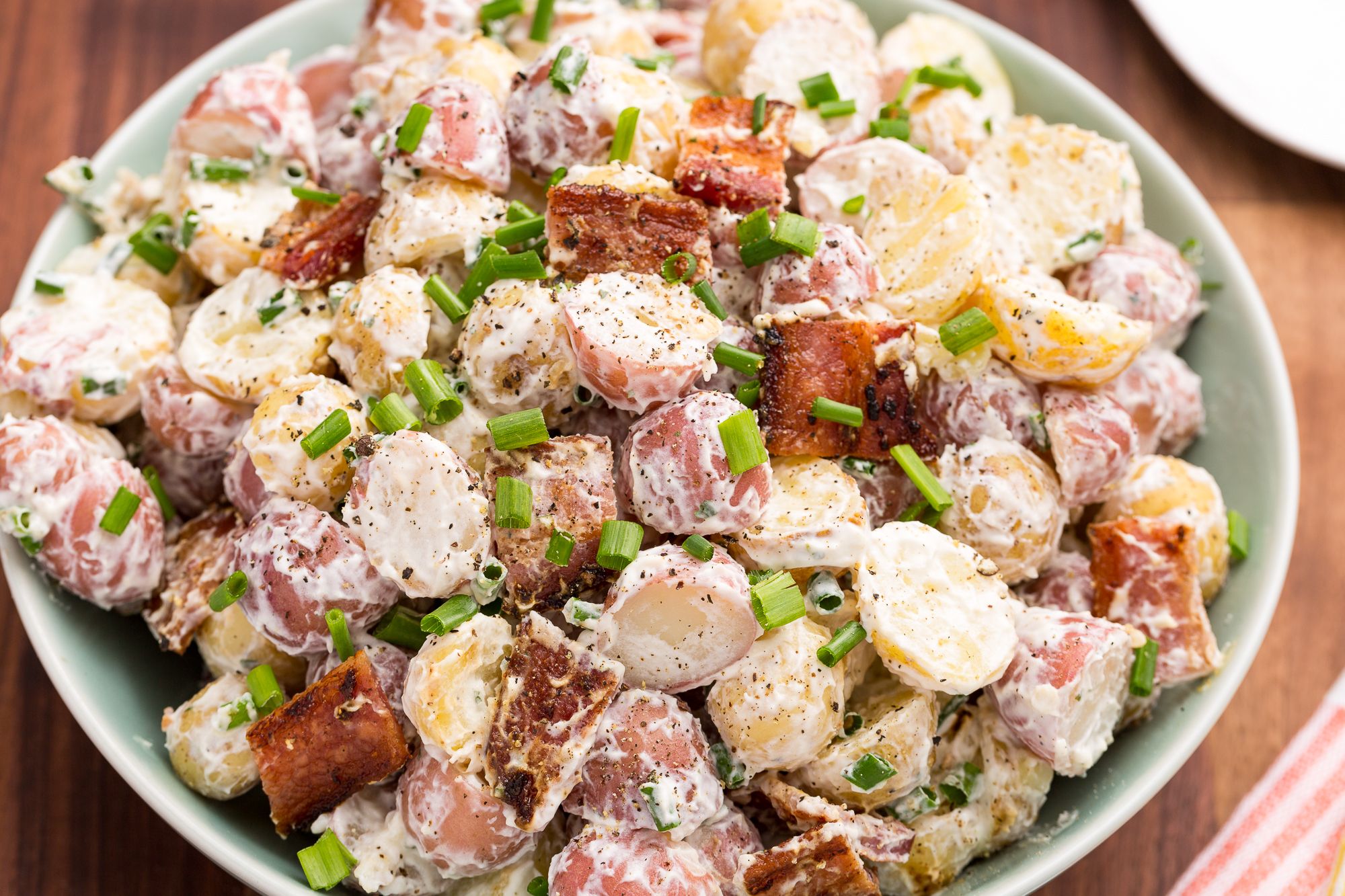 Best Bacon Ranch Potato Salad Recipe How To Make Bacon Potato Salad Delish Com