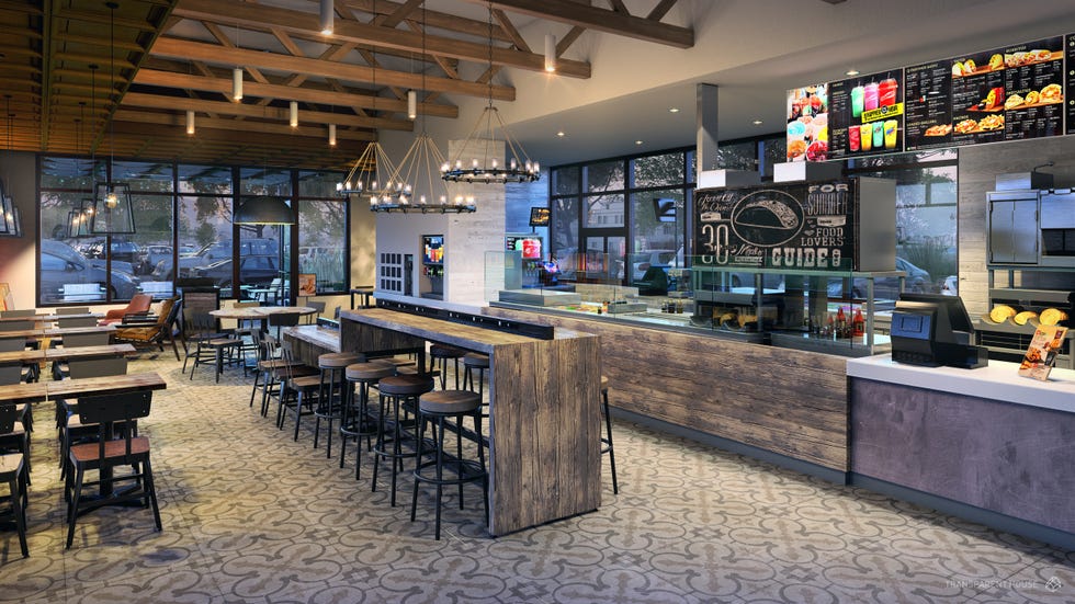 Lighting, Display device, Interior design, Table, Ceiling, Television, Countertop, Restaurant, Light fixture, Lcd tv, 