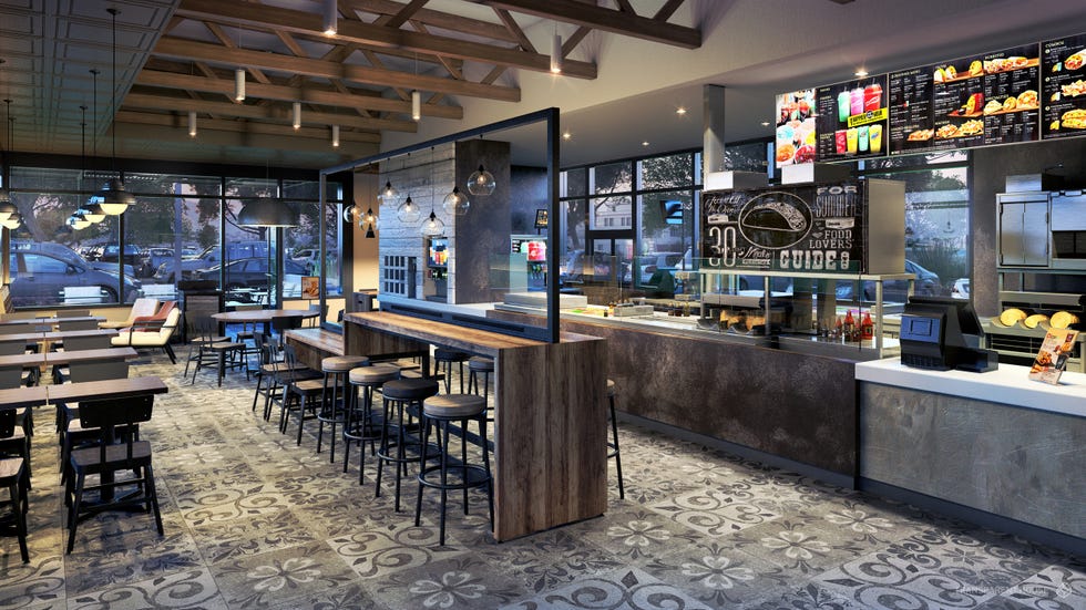 Lighting, Interior design, Floor, Ceiling, Restaurant, Tile, Countertop, Display device, Barware, Television, 