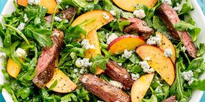balsamic grilled steak salad with peaches
