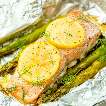 foil pack grilled salmon with lemony asparagus recipe