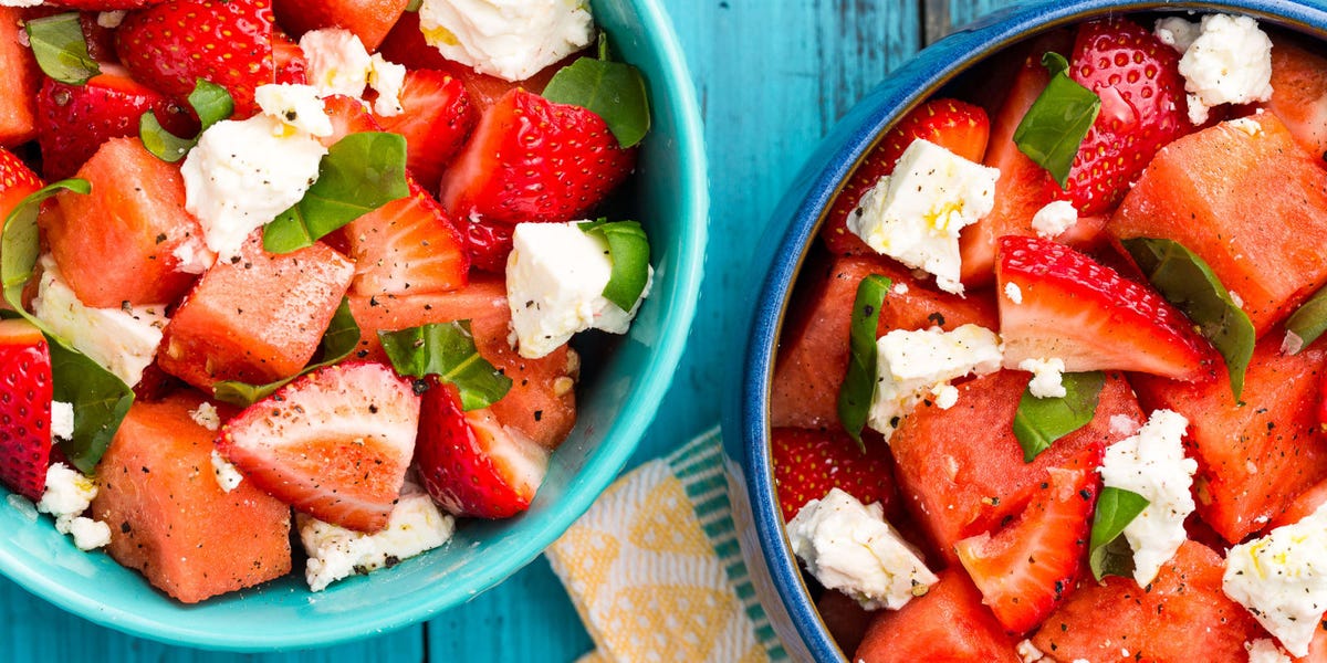 Watermelon Strawberry Caprese Salad
