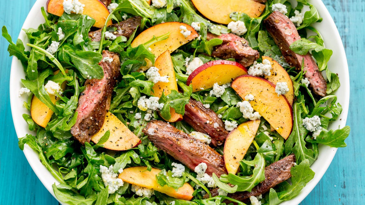 Video player poster image preview for Balsamic Grilled Steak Salad With Peaches Was Made For Summer