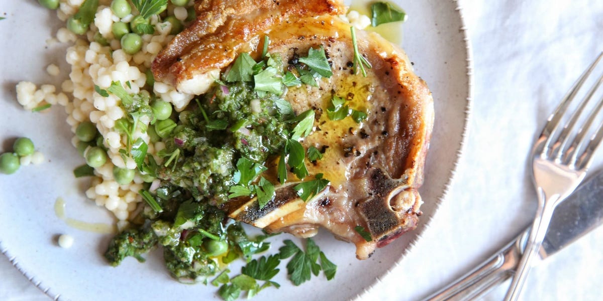 Chimichurri Pork Chops with Couscous