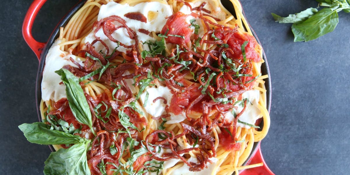Bucatini with Crispy Salami and Tomatoes