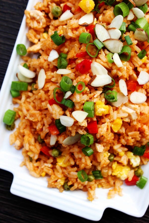 Food, Rice, Cuisine, Dish, Recipe, Staple food, Nasi goreng, Jasmine rice, Fried rice, Yeung chow fried rice, 