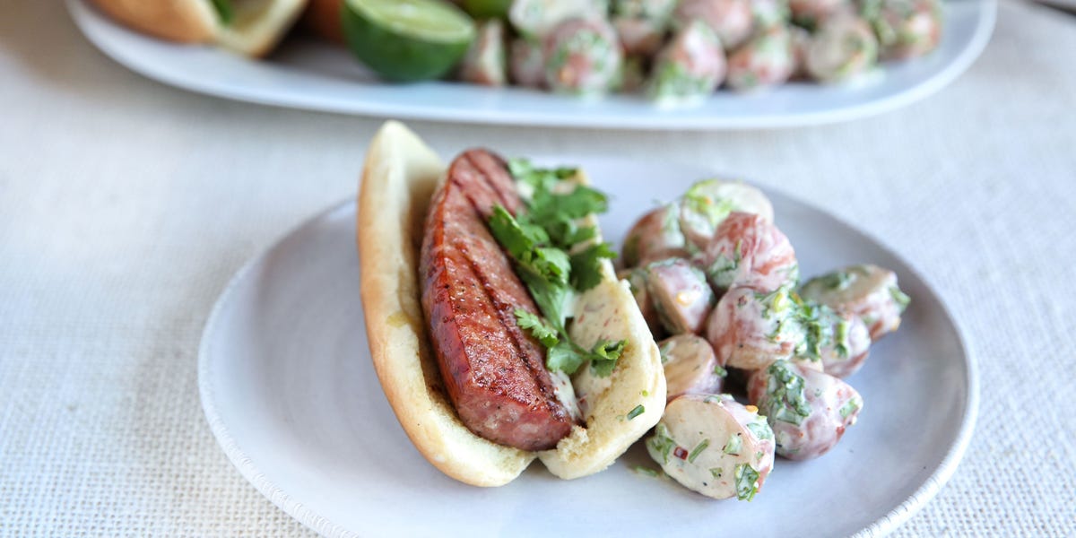 Grilled Kielbasa Dogs with Chili-Lime Potato Salad