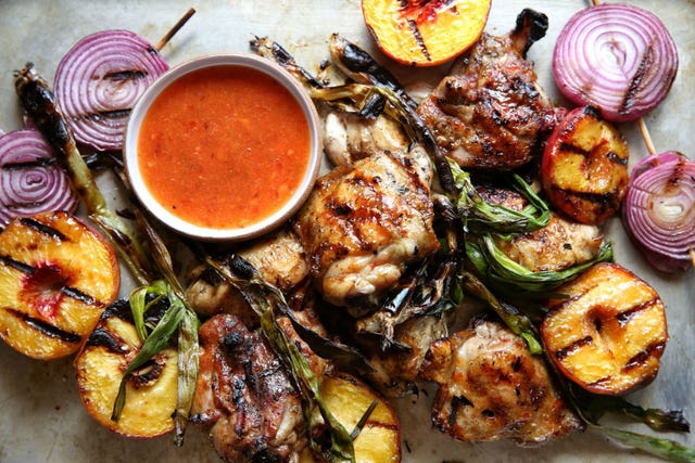 bbq chicken with sweet chili–peach glaze recipe