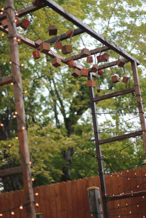 Nature, Wood, Public space, Hardwood, Outdoor play equipment, Human settlement, Wood stain, Spring, Home fencing, Playground, 