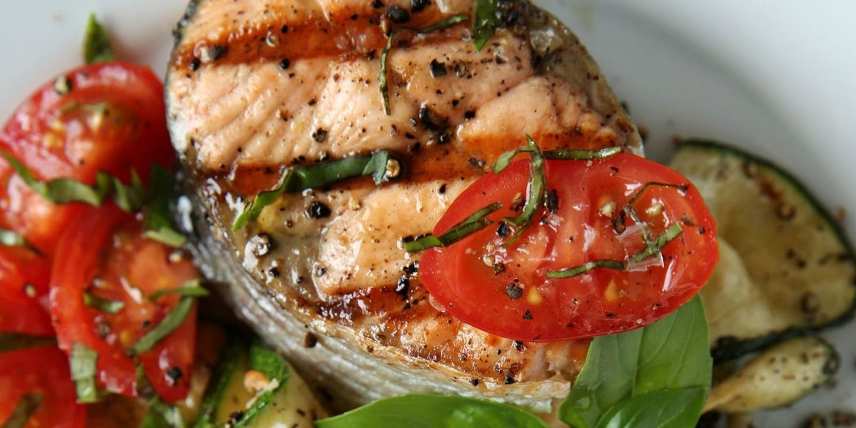 Grilled Salmon with Tomato-Basil Salad