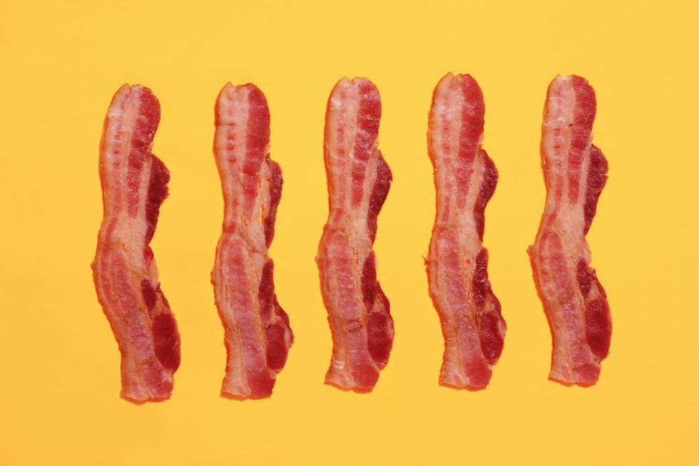 Food, Animal product, Meat, Bacon, Pork, Fast food, German food, Sausage, Cervelat, British cuisine, 