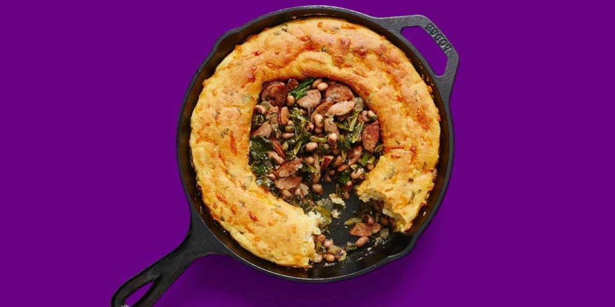 Festive Good Luck Cornbread Skillet