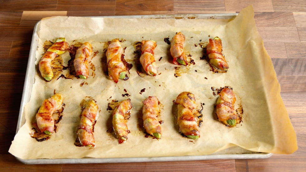 Bacon avocado fries on pan