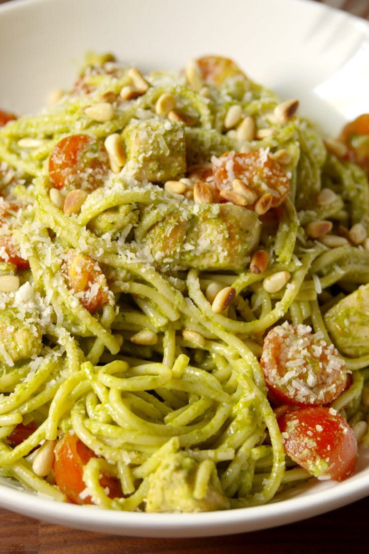 creamy pesto spaghetti