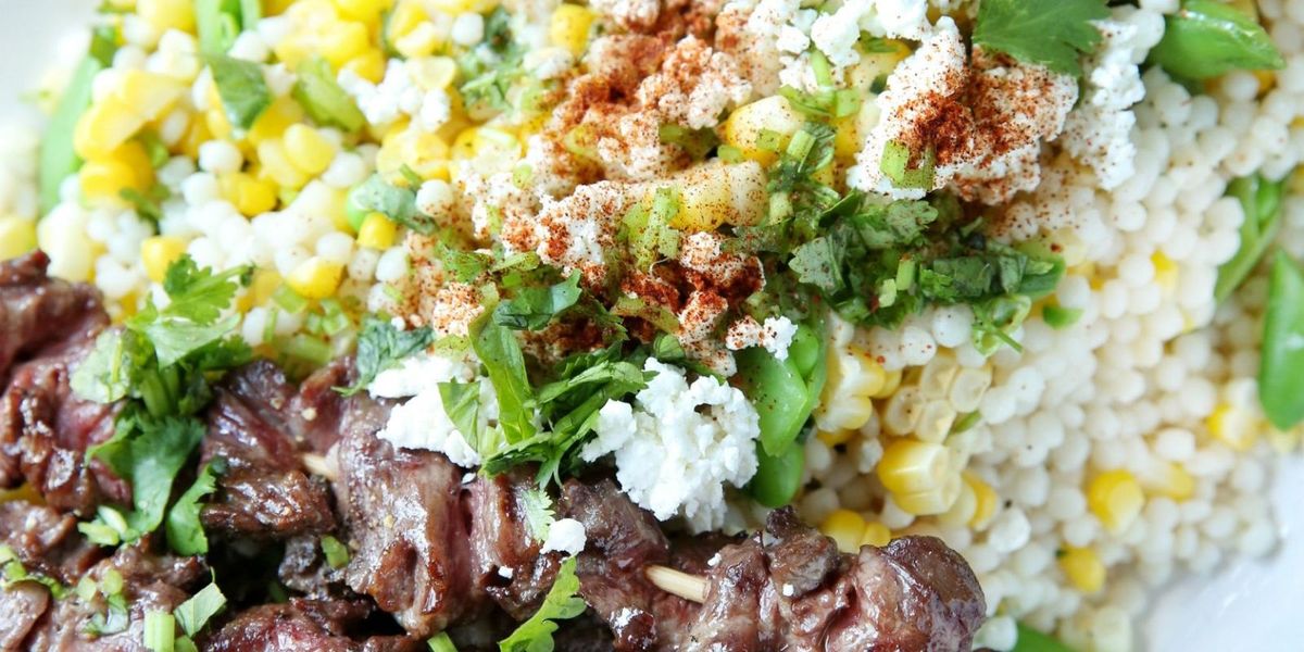 Best Steak Skewers with Mexican Corn Couscous Salad Recipe - Delish.com