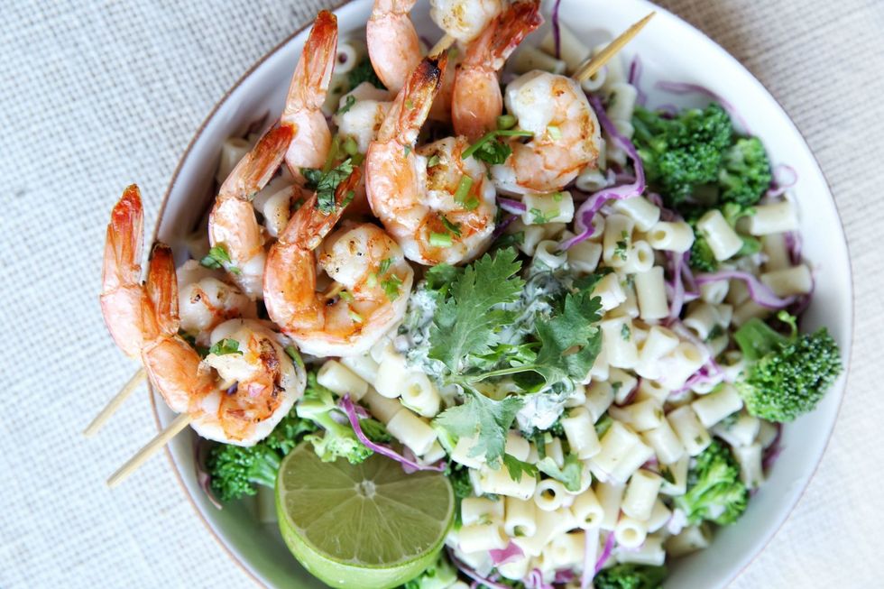 Best Chili-Lime Pasta Salad with Shrimp Skewers Recipe - Delish.com