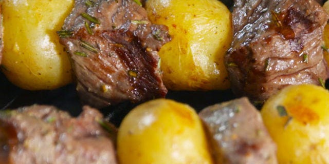 Steak And Potatoes On A Stick