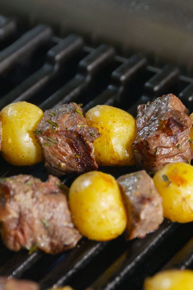 Steak and Potatoes On A Stick Vertical