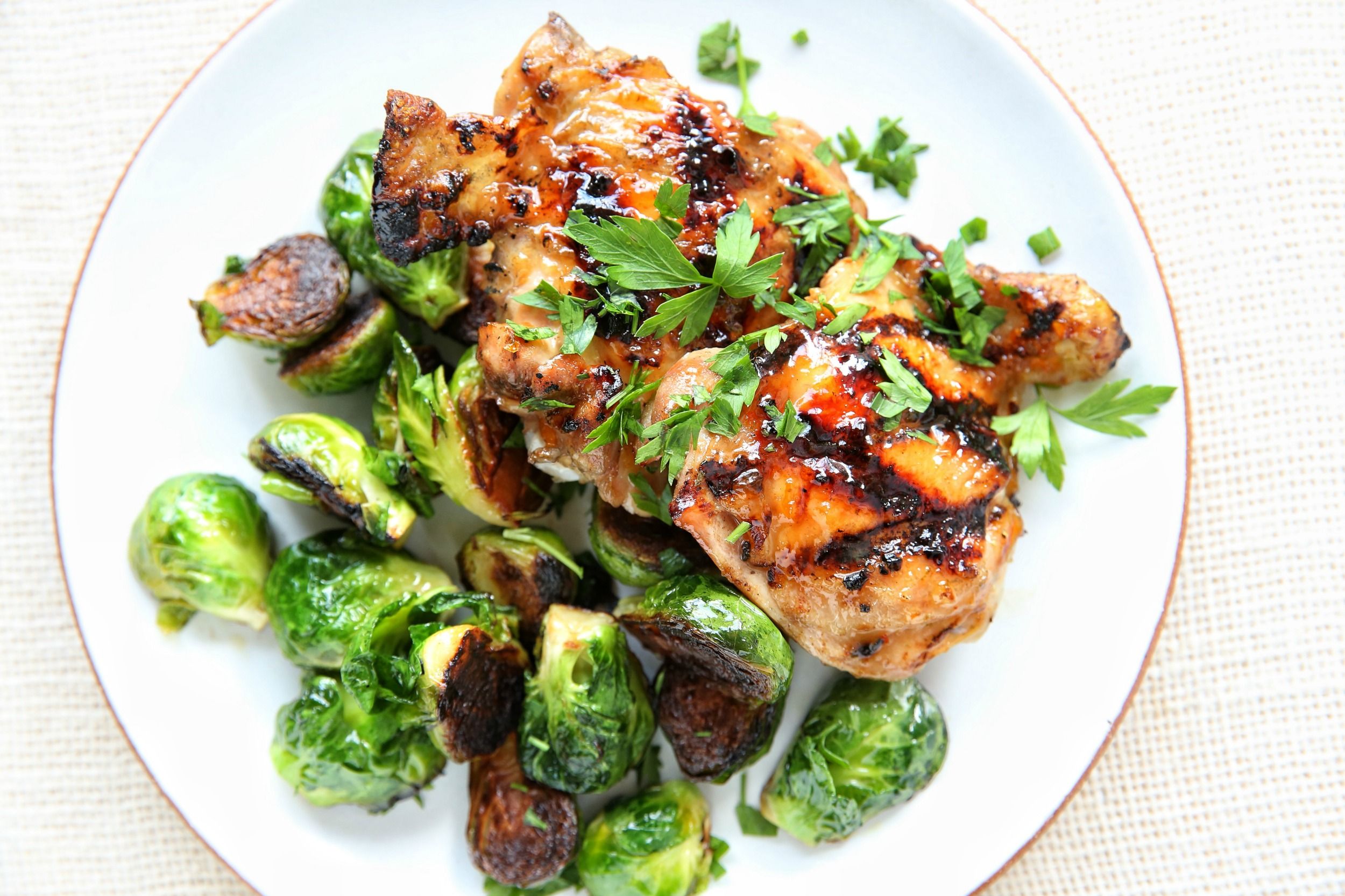 Best Apricot Glazed Chicken With Brussels Sprouts Recipe Delish Com