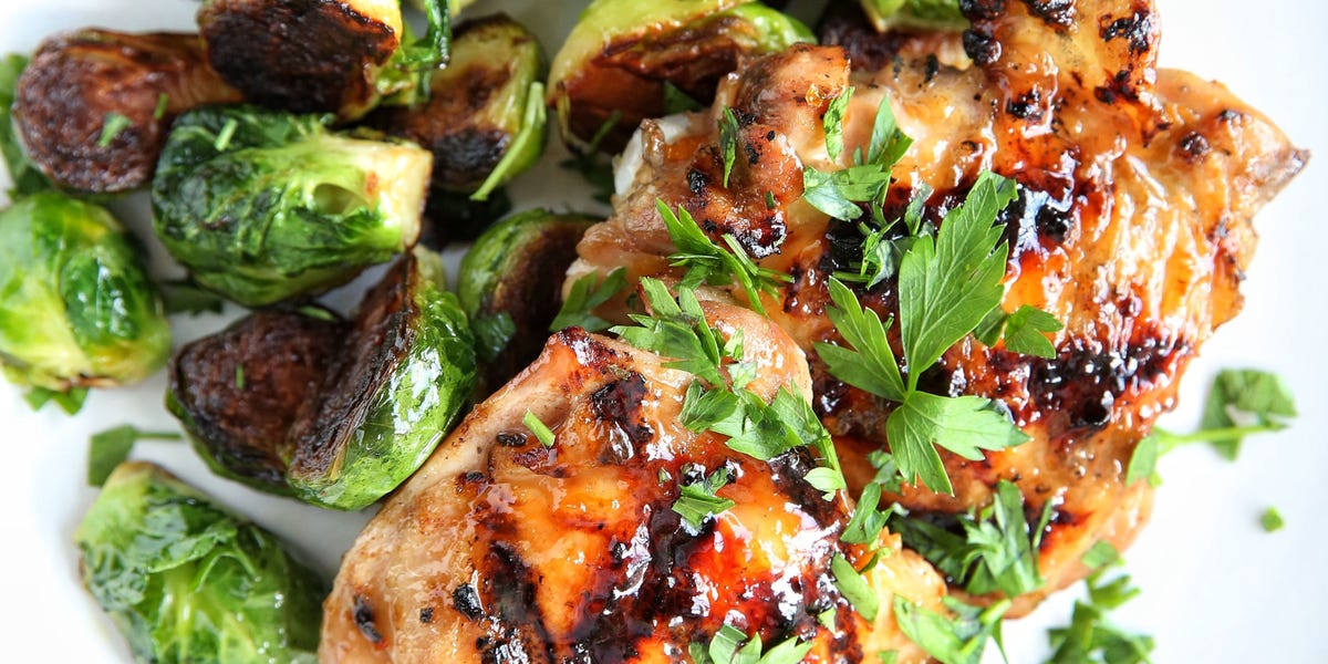 Apricot-Glazed Chicken with Brussels Sprouts