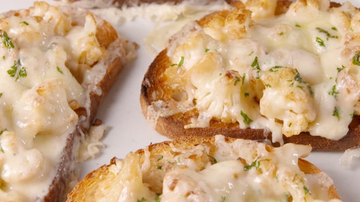 Video player poster image preview for Cheesy Cauli Toast
