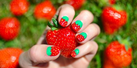 Strawberry, Strawberries, Red, Nail, Fruit, Green, Alpine strawberry, Finger, Berry, Hand, 
