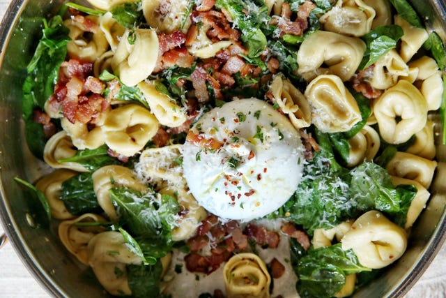 Cheesy Bacon-Spinach Tortellini Recipe