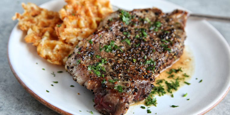 23 Best Side Dishes For Steak Good Dinner Sides Delish Steak Au Poivre With Tater Tot Waffles Recipe