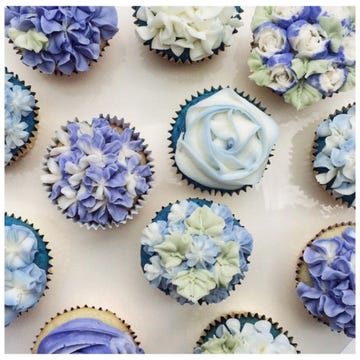Blue, Petal, Sweetness, Dessert, Food, Flower, Pink, Cupcake, Peach, Cake, 