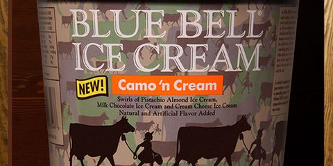 Blue Bell Camo 'n Cream ice cream