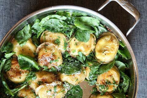 Toasted Garlic-Butter Ravioli with Spinach Recipe