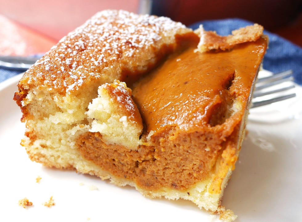 Pumpkin Pie Magic Cake Piece