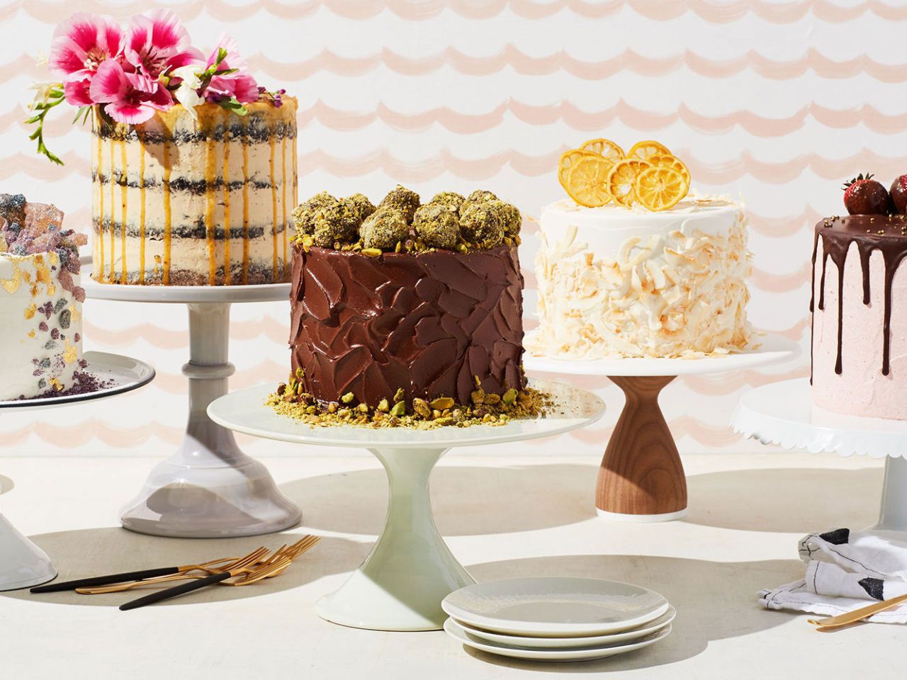 Premium AI Image | A close up of a bunch of cakes with different toppings  generative ai