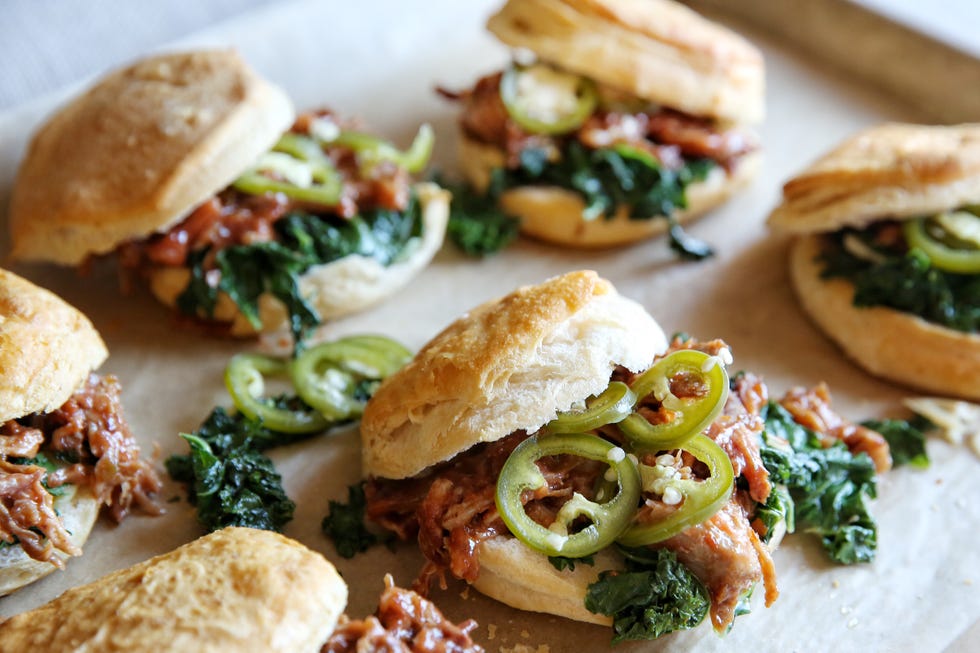 pulled pork and kale biscuit sandwiches recipe