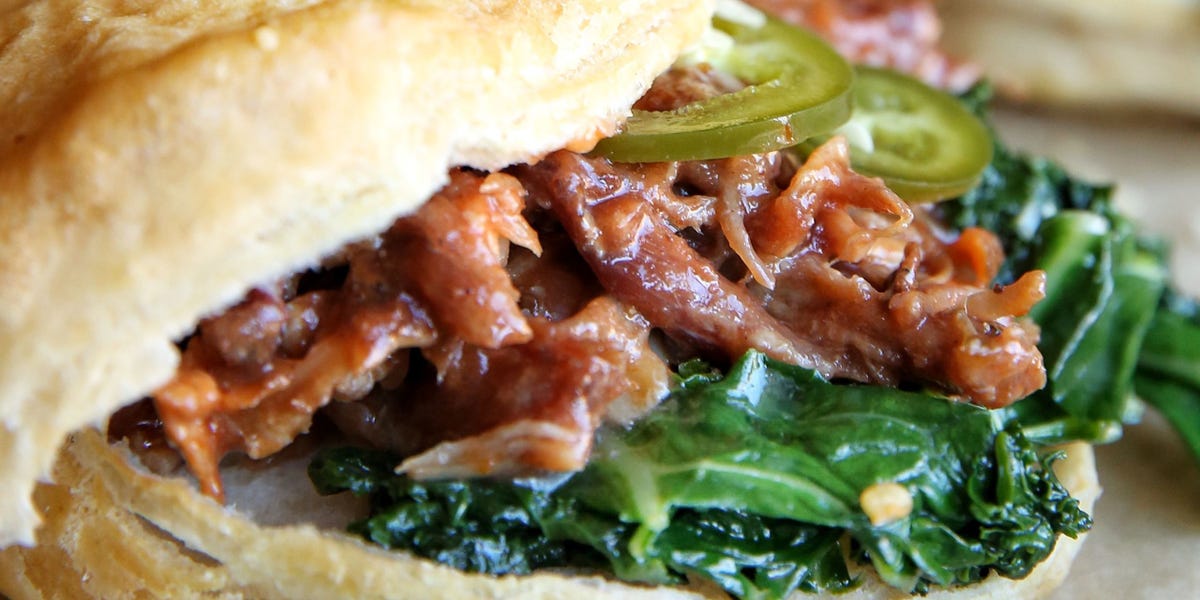 Pulled Pork and Kale Biscuit Sandwiches