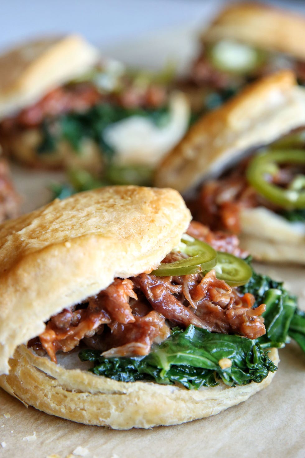 Pulled Pork and Kale Biscuit Sandwiches Recipe