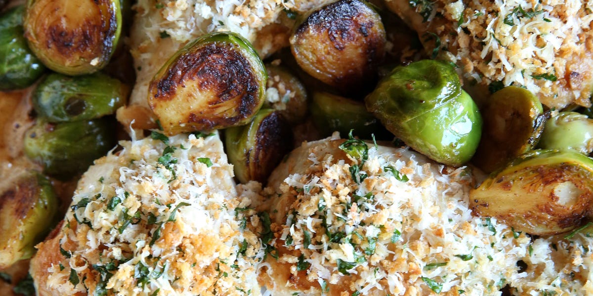 Garlic Parmesan Chicken with Brussels Sprouts