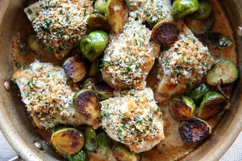 Garlic Parmesan Chicken with Brussels Sprouts Recipe